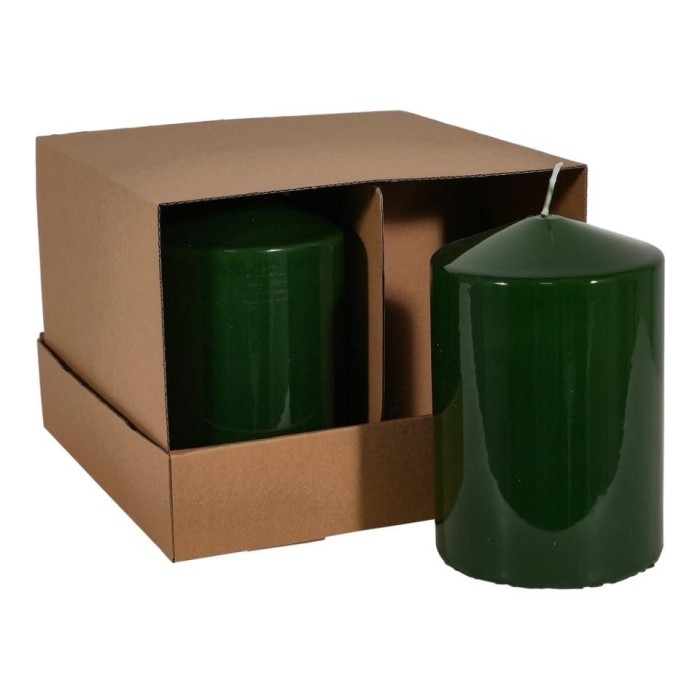 CANDELA MOCCOLO SMALTATA H.150XD.100 MM. VERDE SCURO